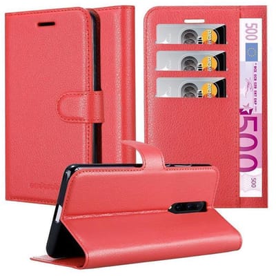 Cadorabo Hoesje geschikt voor OnePlus 7 PRO in KARMIJN ROOD - Beschermhoes met magnetische sluiting, standfunctie en kaartvakje Book Case Cover Etui