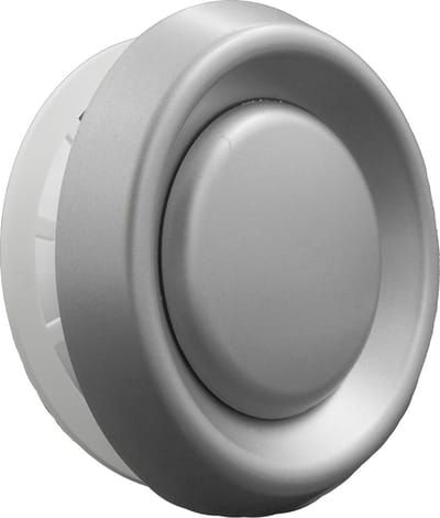 Ventielrooster afsluitbaar & hoge montagebus & klemring aansluitdiameter Ø100mm, kunststof aluminium-look
