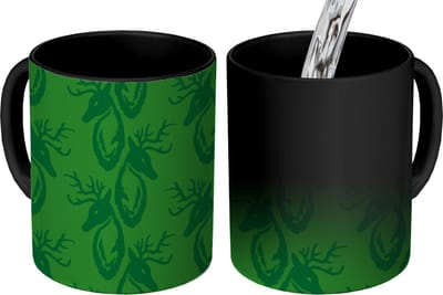 Magische Mok - Foto op Warmte Mokken - Koffiemok - Patronen - Groen - Hert - Magic Mok - Beker - 350 ML - Theemok