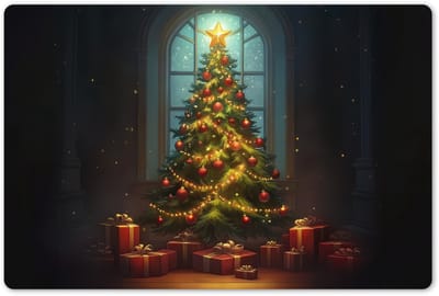 Placemats 45x30 cm - Placemat kunststof - 1 stuk - Kerstboom - Cadeau - Kerst - Winter - Borden onderleggers - Decoratie voor op tafel - Keuken tafeldecoratie accessoires - Vinyl onderlegger - Tafelversiering