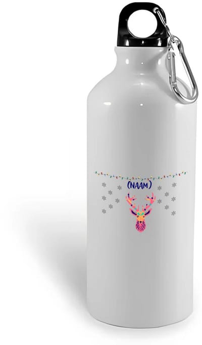 Hacebo® - Kerst rendier met eigen naam waterfles - Kerstmis - Kerst beker - winter - kerst - christmas - kerst cadeau - water fles - 400ML