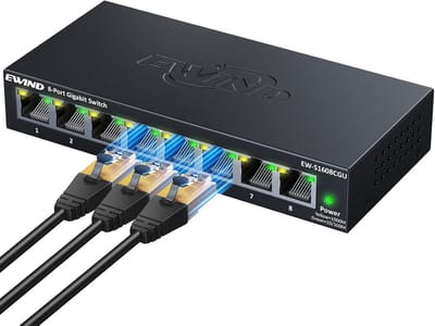 Gigabit Ethernet Switch - Netwerk Switch - Netwerk Uitbreiden - 8 Poorten - 14.8 x 12.9 x 3.2 cm - Zwart