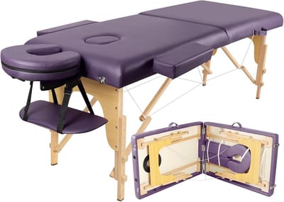 Draagbare Massagetafel voor Fysiotherapie, Spa, en Schoonheid - Opvouwbaar Houten 2-Zone Bed - Inclusief Accessoires