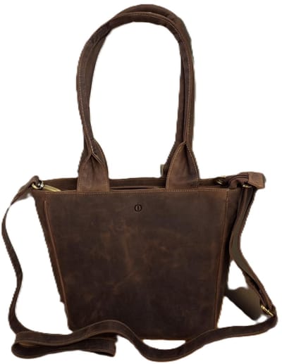 Oi Hunter bruine leren schoudertas José / compacte shopper bag / tas te gebruiken als schoudertas, draagtas en handtas / bruine leren tas met lange handvatten / bruin rundsleer / 597H