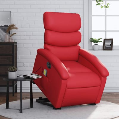 vidaXL - Sta-op-massagestoel - elektrisch - kunstleer - rood