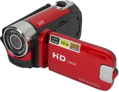 Allecto - Digitale Videocamera - 1080P HD - Compacte camcorder - Rood - 16MP camera - Ideaal voor vloggers - Draaibaar scherm