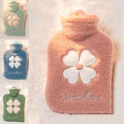 Warmwaterkruik met Hoes - Kruik - 1000 ml - Handwarmer - Warm kompreszak - Kruik voor naast het bed - Verlicht pijn - Ontspant lichaam en geest - Geschikt voor het verwarmen van handen en voeten en het verlichten van spiervermoeidheid - Roze