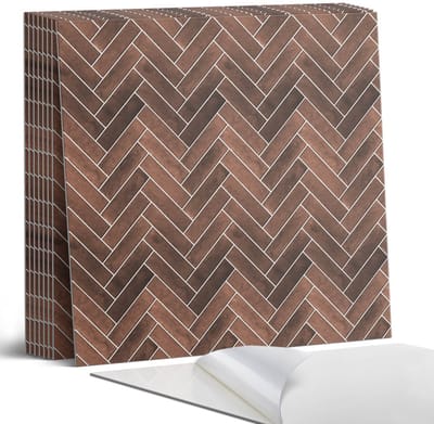 Coloray Plaktegels - Visgraat houtpatroon Portugese Tegels - 30 cm x 30 cm - Bruin Plaktegels - 9 stuks - Vierkant PVC Tegels - Plaktegels Keuken - Zelfklevende Vloertegels - Vinyl Tegels - Zelfklevende Tegels