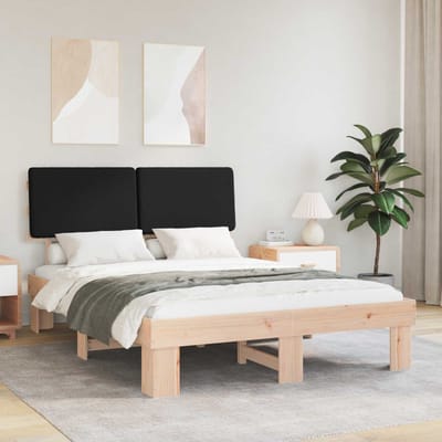 vidaXL - Bedframe - met - Gevoerde - Hoofdbord - Zwart - 160 - x - 200 - cm