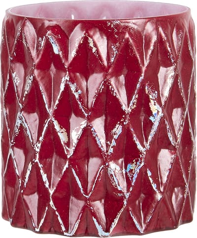 Clayre & Eef Theelichthouder Ø 10x11 cm Rood Glas