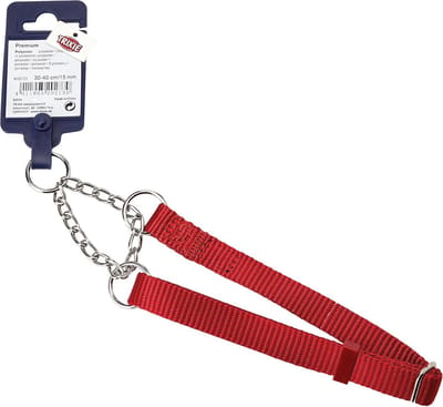 Trek-stop hondenhalsband voor kleine tot middelgrote honden - verstelbaar, rood, comfortabel en veilig