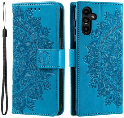 Mandala Book Case Geschikt voor Samsung Galaxy A36 - Hoesje met Pasjeshouder Blauw