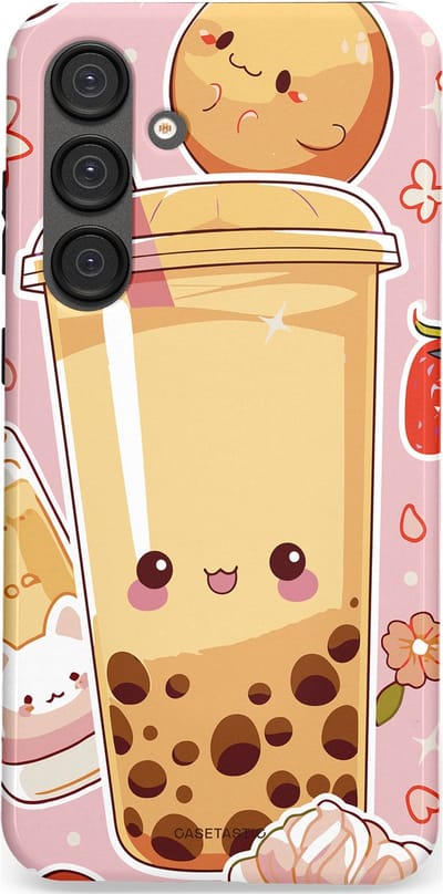 Casetastic Hoesje Geschikt voor Samsung S25 Plus - Stijlvolle Beschermende Duo-layer Case - Kawaii Thee Design - Bubble Tea