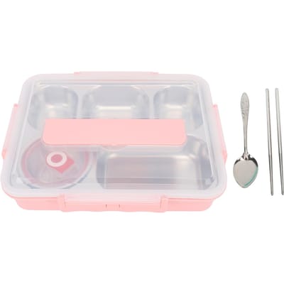 Lunchbox met deksel 5 compartimenten warmtebehoud roestvrijstalen lunchcontainer doos met L white
