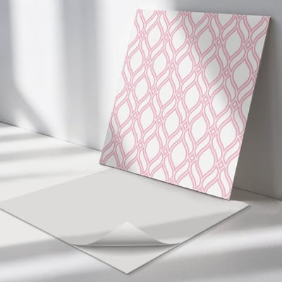 Wallfluent Vinyl Tegels - Stijlvol Golvend Patroon Wand PVC Tegels - 30 cm x 30 cm - Roze Vinyl Tegels - Set van 9 - Vierkant PVC Tegels - Patroon Plaktegels - Vinyl Tegels Zelfklevend - Plaktegels Keuken en Badkamer