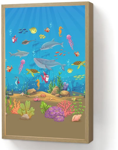 Nachtlampje 40x60 cm - Kinder lamp - Zeedieren - Onderwaterwereld - Oceaan - Onderwater - Tafellamp kinderkamer draadloos - Slaapkamer lampje - Bedlamp kinderen - Kinderlampje - Wandlamp babykamer - Nachtlampjes