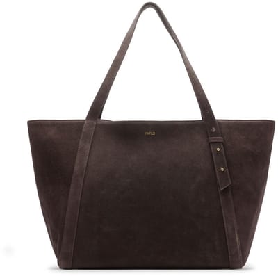 Manfield - Donkerbruine suède shopper