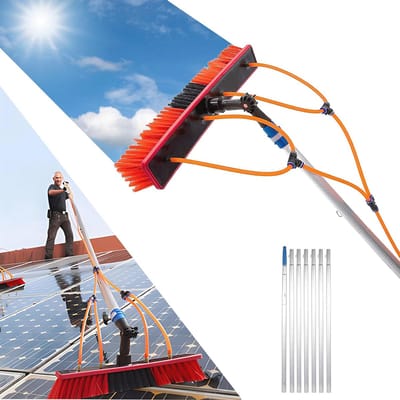 Telescopische Raamreinigingsset met Wasborstel en 20m Waterslang - Ideaal voor Zonnepanelen en Hoge Oppervlakken