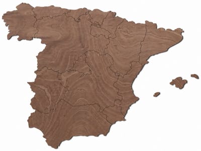Houten wanddecoratie - Wooden wall decoration | Landkaart Spanje 39 x 29cm Country map Spain | Donker hout - Dark wood | Muurdecoratie - Wall art - Wandfiguur Espana - España - Echt Hout - Real Wood