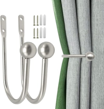 Set van 2 tiebacks metalen gordijnhouders, gordijn tiebacks, tiebacks gordijnhouders, wandmontage gordijnbeugels, tiebacks voor gordijnen, U-vormige gordijnhouders