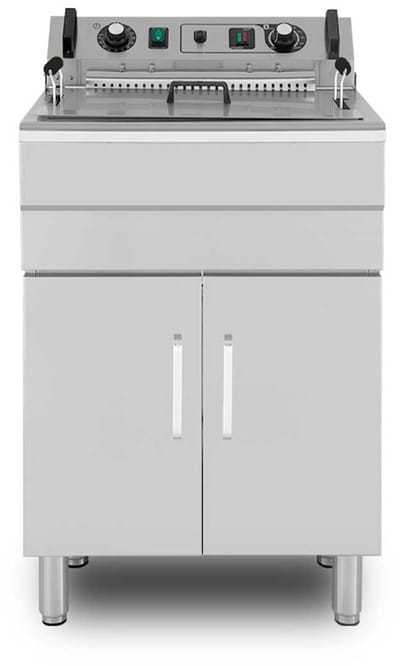 HCB® - Professionele grote Horeca frituurpan - Friteuse - 30 liter - 400V - RVS / INOX frietketel - frietpannen - frietpan - 54x60.5x96 cm (DxBxH) - 6000W - 2563