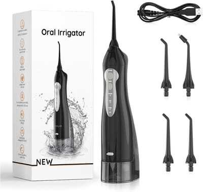 SNJY® Waterflosser - Monddouche - Flosapparaten - 3 Modi - 4 Straalpunten - 300 ml - Zwart