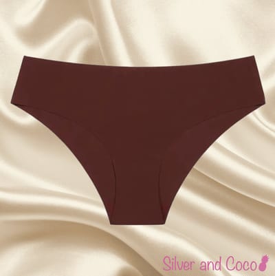 SilverAndCoco® - Naadloze Onderbroek / Seamless Broekje Dames / Zacht Brazilian Slipje / Naadloos Stretch Ondergoed Vrouw / Hipster Dames Lingerie Broekje Slip - Rood Bruin Small