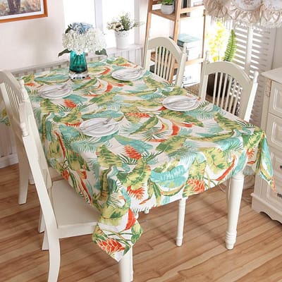 Dik Katoenen Canvas Tropisch Bos Bananenbladeren Tafelkleed Theetafelkleed Huishoudelijk Decoratief Tafelkleed Stofdichte Doek 60X60CM (2pcs) beige