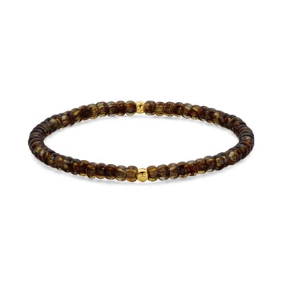 7FB-0817 – Frank 1967 – Heren Armband – Kralenarmband – Bruin – Goudkleurig – Gepolijst