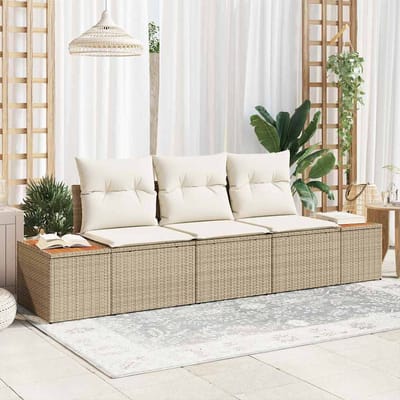 vidaXL - Tuinbank - Set - 3 - st - 3-Aantal - zitplaatsen - beige - en - crèmekleurig