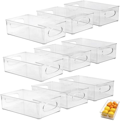 Dailygoods- Koelkast Organizer Set van 9 - Opbergbakken - Stapelbaar - Koelkast Bewaardozen - Koelkast Organizers - PET Materiaal - Stabiliteit - Koelkast Opbergdozen