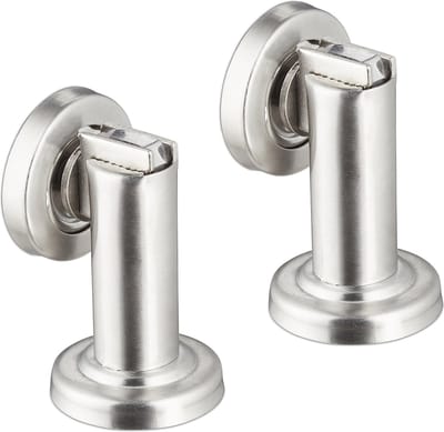 2x deurstopper binnen - deurvastzetter magneet - roestvrij staal - wandmontage
