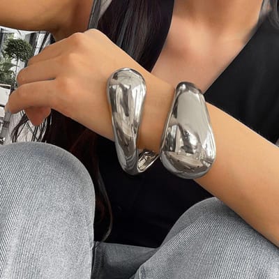 Bracelets joncs larges et épais en forme de goutte d'eau pour femmes, couleur or cuivre, manchette ouverte épaisse torsadée irrégulière, bijoux brown