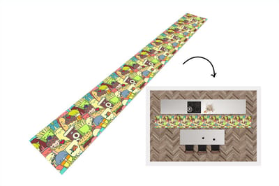 Keukenloper - Keukenmat - Kawaii - Patronen - Fast Food - 400x50 cm - Keuken vloerkleed