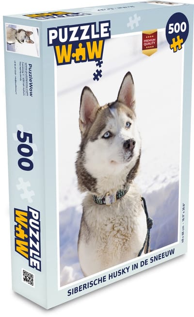Puzzel Siberische husky in de sneeuw - Legpuzzel - Puzzel 500 stukjes
