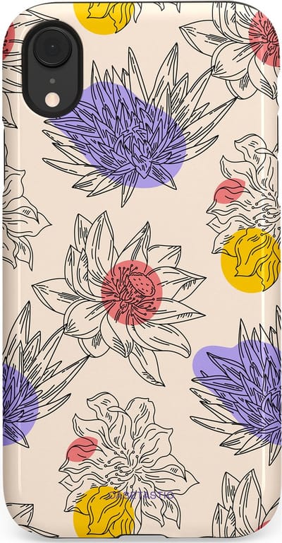 Casetastic Hoesje Geschikt voor Apple iPhone Xr - Stijlvolle Beschermende Duo-layer Case - Bloemenschets
