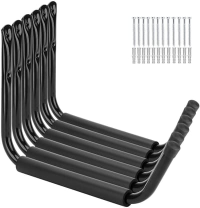 Dailygoods- Kayak Rack Heavy Duty - Wandbeugel - 6 Stuks - Stalen Hangers - Geschikt voor Surfboard/Canoe - Tot 50 Pond Belastbaar - Opslaghaak