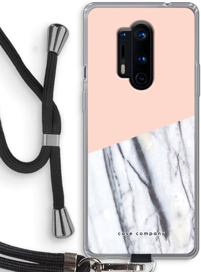Case Company® - Hoesje met koord geschikt voor OnePlus 8 Pro hoesje met Koord - A touch of peach - Telefoonhoesje met Zwart Koord - Bescherming aan alle Kanten en Over de Schermrand