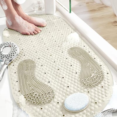Antislip Douchemat met Zuignappen en Voetmassageborstel – 40x80 cm Badmat