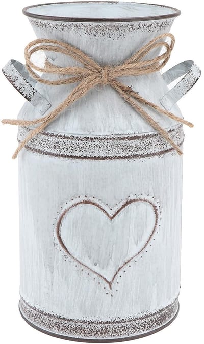 Dailygoods- Bloemenvaas Vintage - Shabby Bloempot - Metalen Gieter - Decoratieve Emmer - Unieke Bloemenstandaard - Elegante Uiterstraling