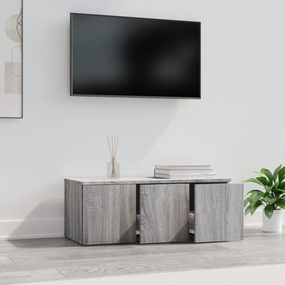 vidaXL - Tv-meubel - 80x34x30 - cm - bewerkt - hout - grijs - sonoma - eikenkleurig