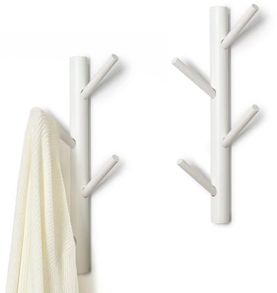 Unyqoos ® Stijlvolle Houten Wandkapstok Met 8 Haken Voor Diverse Ruimtes - Set Van 2 Stuks, Wit