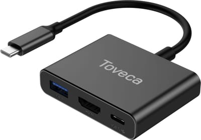 Toveca USB C naar HDMI Adapter - 3 in 1 Usb Hub - 4k HDMI - USB C 100W Oplaadpoort - USB 3.0 5 Gbps
