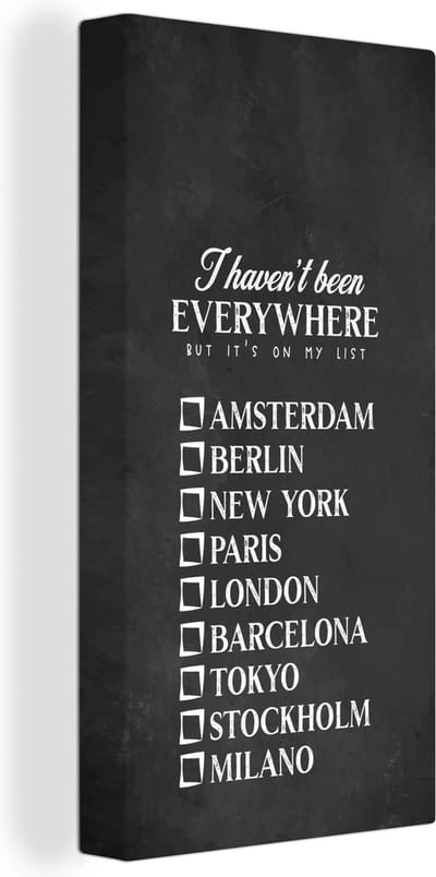 Canvas Schilderij Spreuken - Quotes - I haven't been everywhere but it's on my list - Barcelona - 20x40 cm - Wanddecoratie
