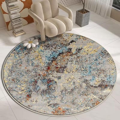 Licht Luxe Ronde Tapijten voor Woonkamer Modern Minimalistisch Slaapkamer Decor Tapijt Grote Oppervlakte Studiekamer Kleed Dik Antislip Vloermat 120*120cm