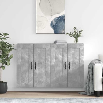 vidaXL - Hangkasten - 2 - st - bewerkt - hout - betongrijs