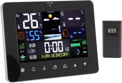 Weerklok Met Sensor - Weerstation Binnen Buiten - Thuis Weer Monitoren - Draadloze Buitensensor - 16.7x12.9x2.9cm