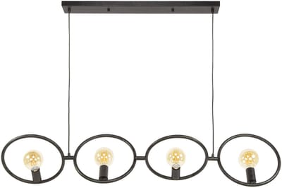 Giga Meubel Hanglamp Loop - Zwart Metaal - 4-Lichts - 30x130x150cm