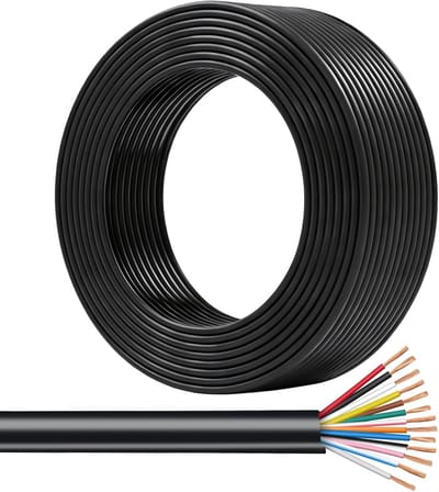 SnelShoppen - 13 Draad Kabel voor Trailer 5m - Multifunctionele Multicore Kabel met 13 Kernen - Zwart - Ideaal voor Caravan, Truck en Industrie