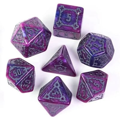 HOT Games dobbelstenen set jumbo kasteel paars 7-delig rollenspel.